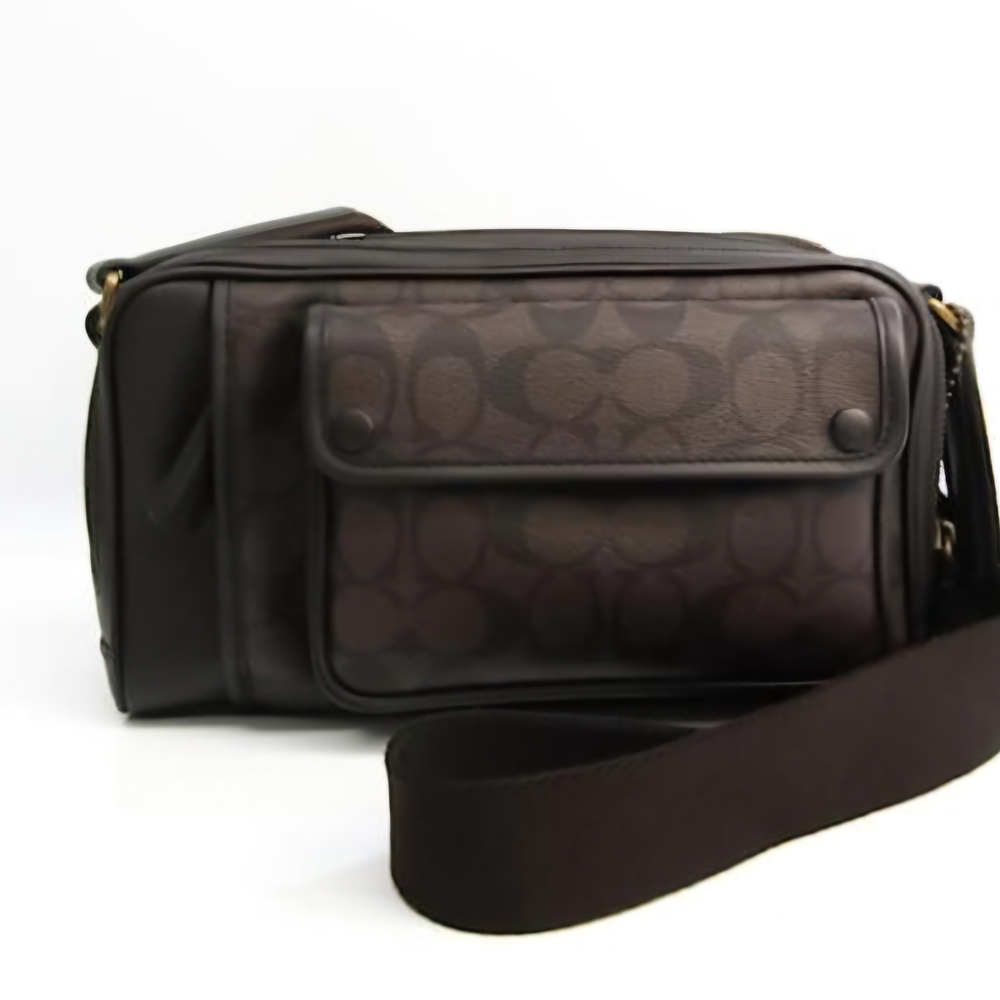 Coach Dark Brown Leather Messenger BagCoach Signature 70865 Shoulder Bag